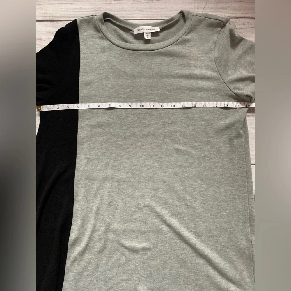 Karen by Karen Kane Gray Black Asymmetrical Minimalist Light Sweater Top